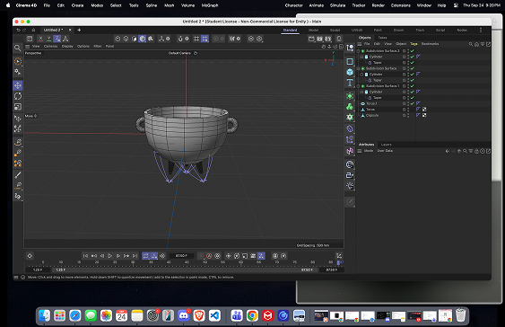 A screnshot of a practise attempt at a cauldron. Going the ai route is definetly faster but I found the process of working on the 3d model was more fun.